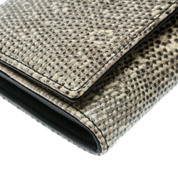 Pre Owned Prada Beige/Black Lizard Continental Wallet