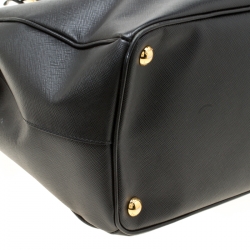 Pre Owned Prada Black Saffiano Lux Leather Large Double Zip Tote