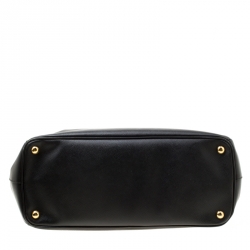 Pre Owned Prada Black Saffiano Lux Leather Large Double Zip Tote