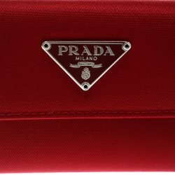 Pre Owned Prada Red Tessuto Nylon Wallet