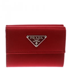 Pre Owned Prada Red Tessuto Nylon Wallet