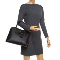Pre Owned Prada Black Saffiano Lux Leather Open Promenade Top Handle Bag