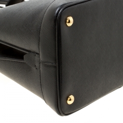 Pre Owned Prada Black Saffiano Lux Leather Open Promenade Top Handle Bag