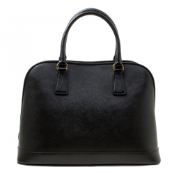 Pre Owned Prada Black Saffiano Lux Leather Open Promenade Top Handle Bag