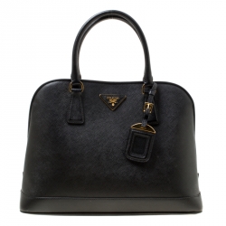 Pre Owned Prada Black Saffiano Lux Leather Open Promenade Top Handle Bag