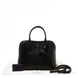 Pre Owned Prada Black Saffiano Lux Leather Open Promenade Top Handle Bag
