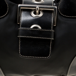 Pre Owned Prada Black Tessuto Moon Shoulder Bag