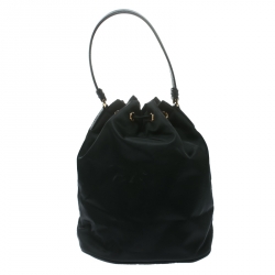 Pre Owned Prada Black Vela Drawstring Shoulder Bag