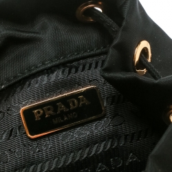 Pre Owned Prada Black Vela Drawstring Shoulder Bag