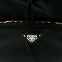 Pre Owned Prada Black Vela Drawstring Shoulder Bag