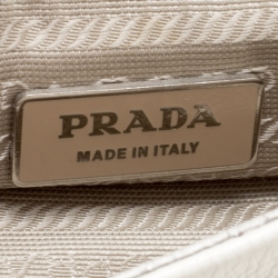 Pre Owned Prada Off White Leather Bar Handle Shoulder Bag