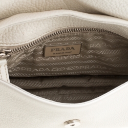 Pre Owned Prada Off White Leather Bar Handle Shoulder Bag