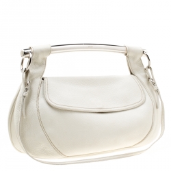 Pre Owned Prada Off White Leather Bar Handle Shoulder Bag