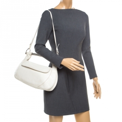 Pre Owned Prada Off White Leather Bar Handle Shoulder Bag