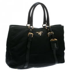 Pre Owned Prada Black Nylon and Leather Tote