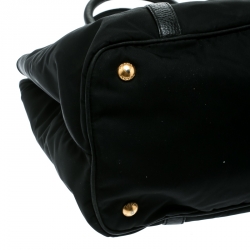 Pre Owned Prada Black Nylon and Leather Tote