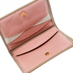 Pre Owned Prada Light Brown Saffiano Lux Leather Bifold Wallet
