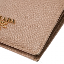 Pre Owned Prada Light Brown Saffiano Lux Leather Bifold Wallet