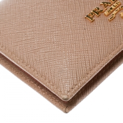Pre Owned Prada Light Brown Saffiano Lux Leather Bifold Wallet