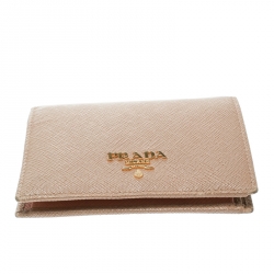 Pre Owned Prada Light Brown Saffiano Lux Leather Bifold Wallet