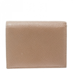 Pre Owned Prada Light Brown Saffiano Lux Leather Bifold Wallet