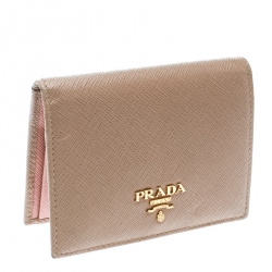 Pre Owned Prada Light Brown Saffiano Lux Leather Bifold Wallet