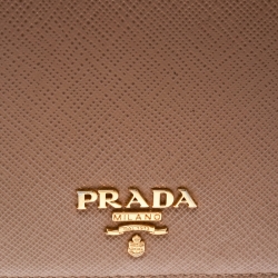 Pre Owned Prada Light Brown Saffiano Lux Leather Bifold Wallet