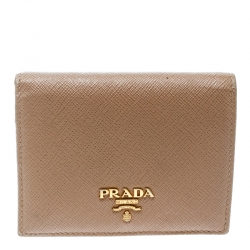 Pre Owned Prada Light Brown Saffiano Lux Leather Bifold Wallet