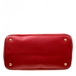Pre Owned Prada Red Grain Leather Medium Tote