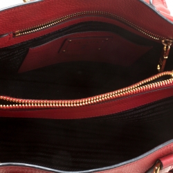 Pre Owned Prada Red Grain Leather Medium Tote