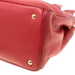 Pre Owned Prada Red Grain Leather Medium Tote