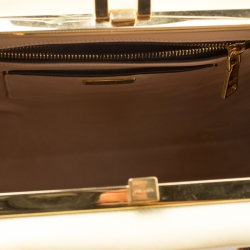 Pre Owned Prada Black/Yellow Patent Leather Pyramid Frame Top Handle Bag