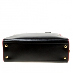 Pre Owned Prada Black/Yellow Patent Leather Pyramid Frame Top Handle Bag