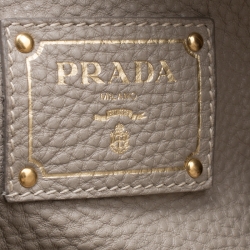 Pre Owned Prada Beige Leather Side Pocket Hobo