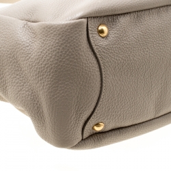 Pre Owned Prada Beige Leather Side Pocket Hobo