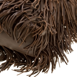 Pre Owned Prada Brown Leather Fringe Hobo 