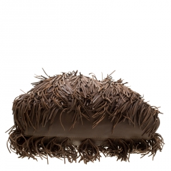 Pre Owned Prada Brown Leather Fringe Hobo 