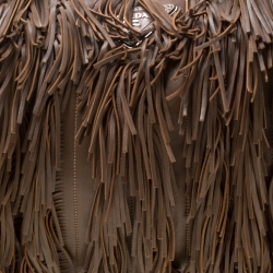 Pre Owned Prada Brown Leather Fringe Hobo 