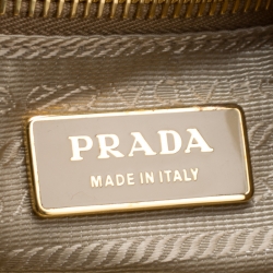 Pre Owned Prada Gold Vitello Daino Leather Side Pocket Hobo