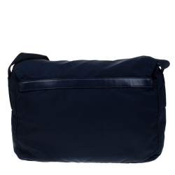 Pre Owned Prada Blue Nylon Messenger Bag