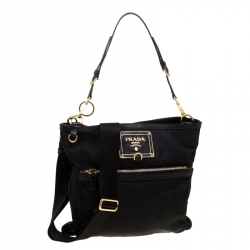 Pre Owned Prada Black Tessuto Nylon Top Handle Shoulder Bag