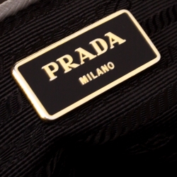 Pre Owned Prada Grey Saffiano Lux Leather Double Zip Tote