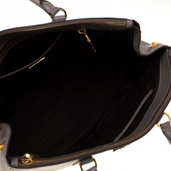 Pre Owned Prada Grey Saffiano Lux Leather Double Zip Tote