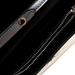 Pre Owned Prada Silver Saffiano Leather Mini Crossbody Bag