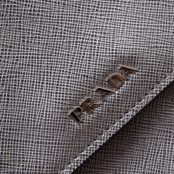 Pre Owned Prada Silver Saffiano Leather Mini Crossbody Bag