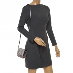 Pre Owned Prada Silver Saffiano Leather Mini Crossbody Bag