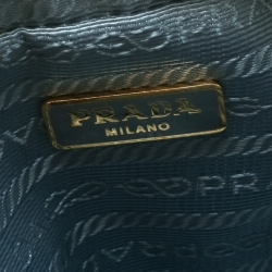 Pre Owned Prada Blue Leather Top Handle Shoulder Bag