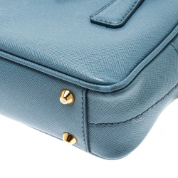 Pre Owned Prada Blue Leather Top Handle Shoulder Bag