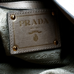 Pre Owned Prada Light Olive Green Leather Hobo