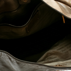 Pre Owned Prada Light Olive Green Leather Hobo